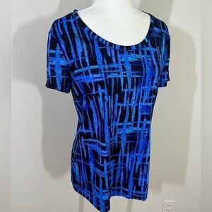 Exertek. sz lg athleisure top. Abstract print in shades of blue. Like new